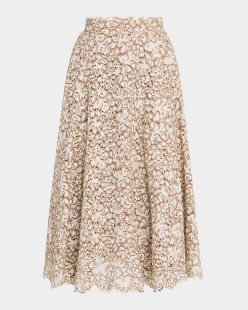 Rope Soutache Lace Midi Skirt